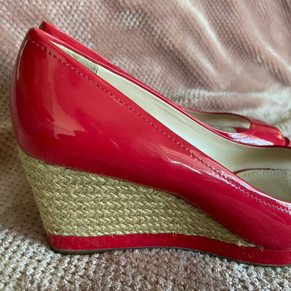 Prada Red Espadrille Peep-Toe Shoes - Picture 3 of 12